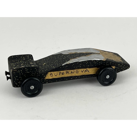 Pinewood Derby Wooden Race Car Black Painted Handmade BSA Cub Scouts VTG - Picture 11 of 13